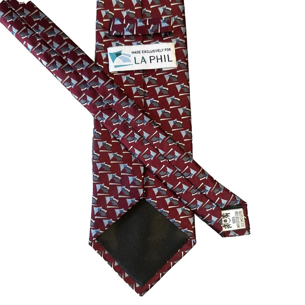 LA Philharmonic Exclusive Men’s Silk Tie Modern Art Deco Music Hall Design 59.5"